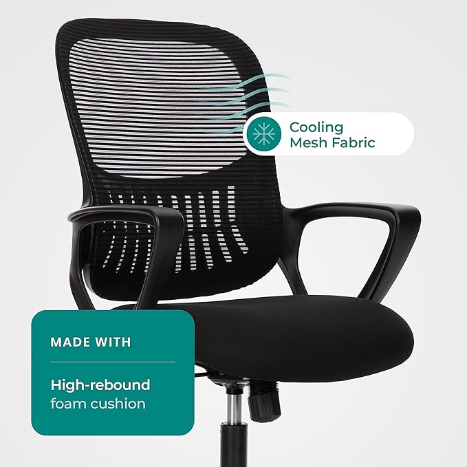 SMUG Office Computer Desk Chair, Ergonomic Mid-Back Mesh Rolling Work Swivel - Image 5
