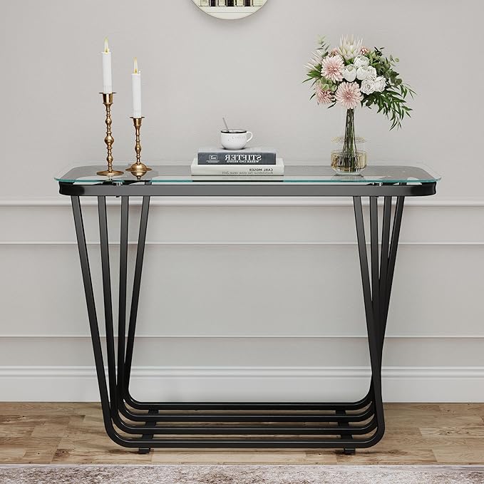 OIOG Glass Console Table for Entryway, Modern Entrance Table - Image 3