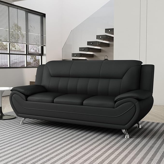 Container Furniture Direct Michael Modern Faux Leather Upholstered Stainless - Image 5