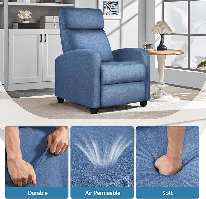 Yaheetech Fabric Recliner Chair Sofa Ergonomic Adjustable Single Sofa - Image 8