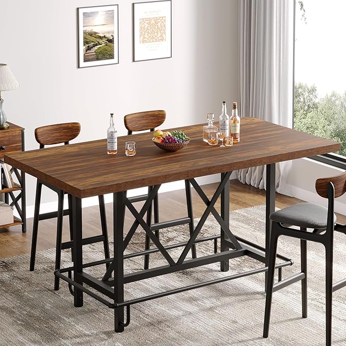 Tribesigns Bar Table, Industrial Counter Height Pub Table by Tribesigns