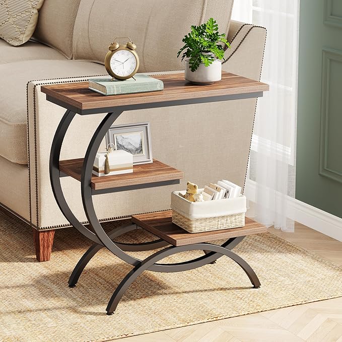 Tribesigns C-Shaped End Table, Industrial 3-Tier Small Side Table - Image 3