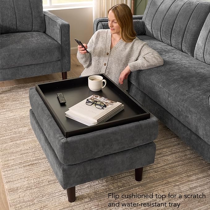 Bush Home Storage Ottoman with Tray, Living Room Furniture, Max Collection - Image 6