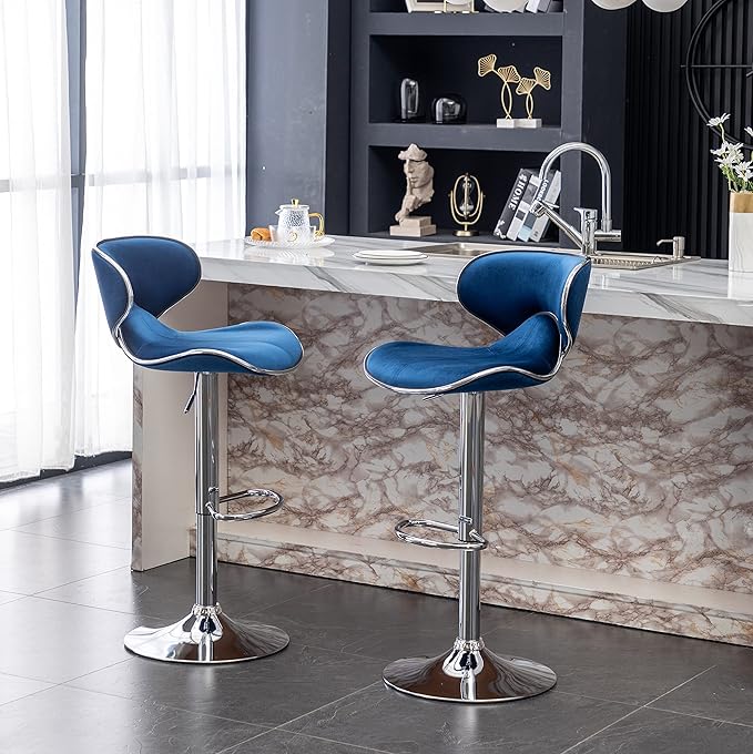 Roundhill Furniture Masaccio Velvet Upholstered Adjustable Swivel Barstool - Image 9