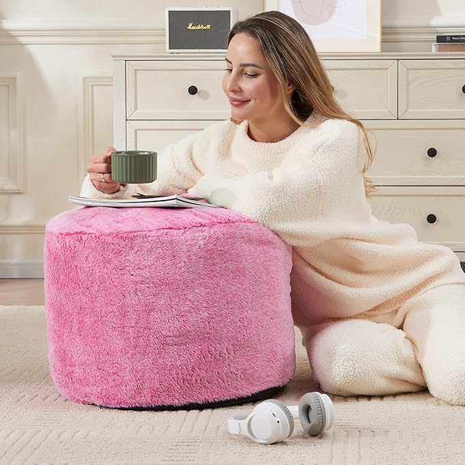 Round Storage Ottoman Bench 20"x15" Round Ottoman Cover by Unknown