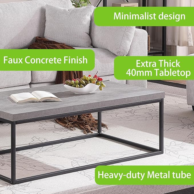 CENSI 47-Inch Grey Marble Accent Coffee Table/Center Table - Image 6