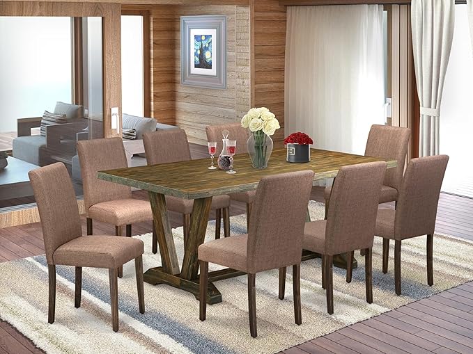 East West Furniture V777AB747-9 9 Piece Dining Room Table Set Includes a - Image 2