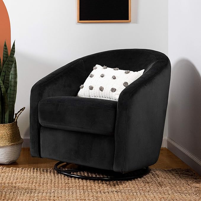 babyletto Madison Swivel Glider in Black Velvet, 61.6 lb - Image 2
