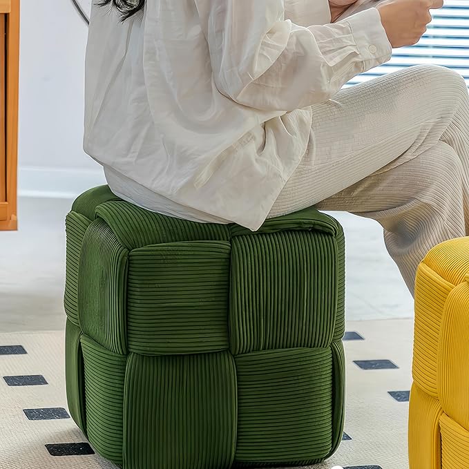 Ottoman Foot Rest Soft and Comfortable Ottoman Square Corduroy Woven Design - Image 4