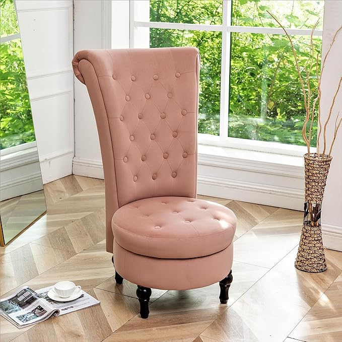 Container Furniture Direct Royal High-Back Velvet Accent Chair - Image 2