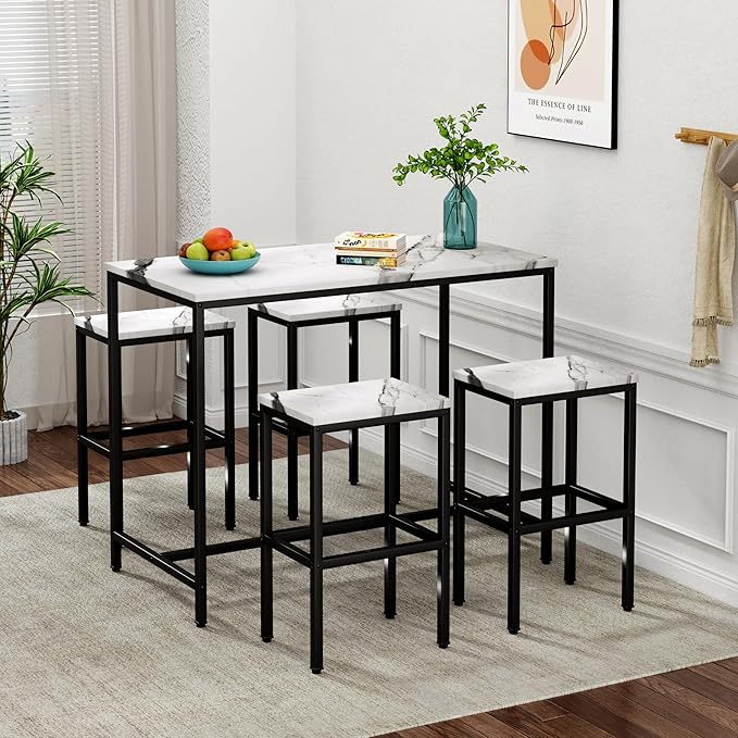 Aklaus 5 Piece Bar Table Set Kitchen Dining Table Set - Image 2