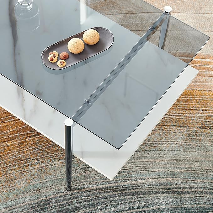 AGV LIGHTING Tadio Glass Coffee Table, Mid-Century Modern Coffee Table - Image 7