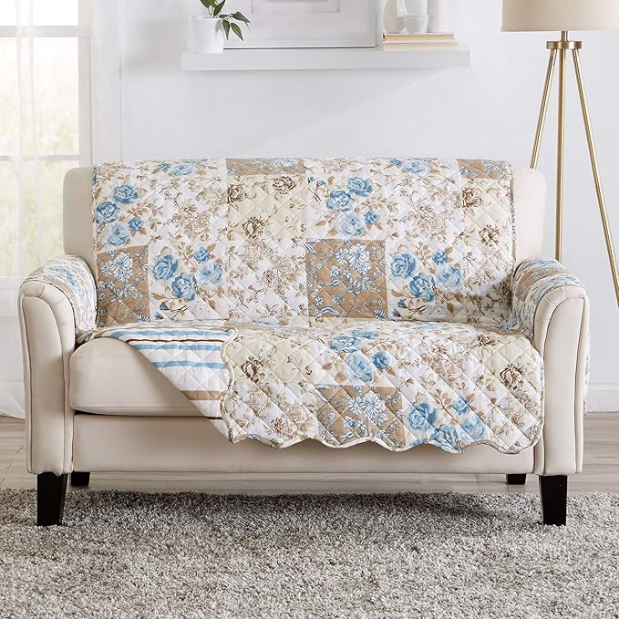 Great Bay Home Reversible Floral Patchwork Furniture Protector Scalloped Edge by GreatBayHome