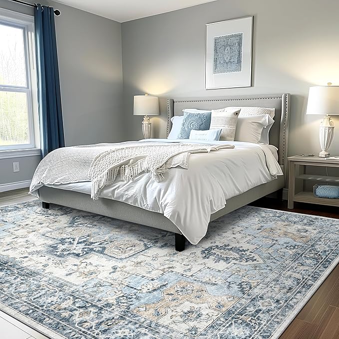 GENIMO 7'6''x9'6'' Area Rugs for Living Room, Machine Washable Non Slip Vintage - Image 8