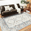 Washable Area Rug 5x7 Retro Boho Chic Medallion Distressed Design by CHAMPLANT