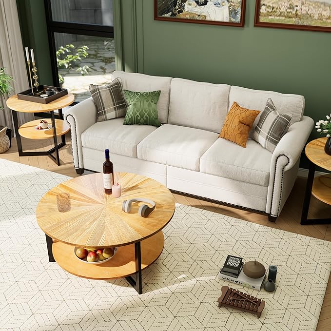 LEEMTORIG Round Side Table, Large End Table Nightstand - Image 5