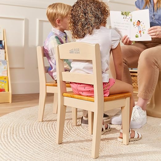 ECR4Kids Hideaway Table and Chair Set, Kids Furniture, Honey/Antique White - Image 9