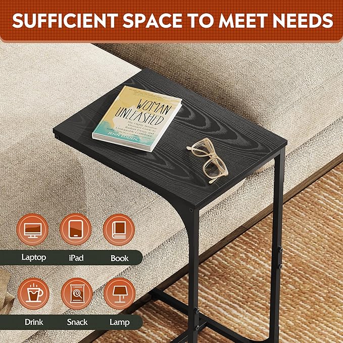 WLIVE C-Shaped End Table Set of 2, Small Couch Side Tables - Image 4