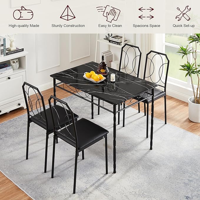 VECELO 5 Piece Dining Table Set - Image 9