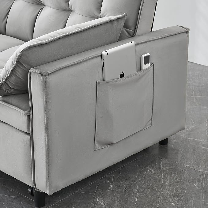 Ball & Cast Velvet Futon Sofa Couch - Image 6