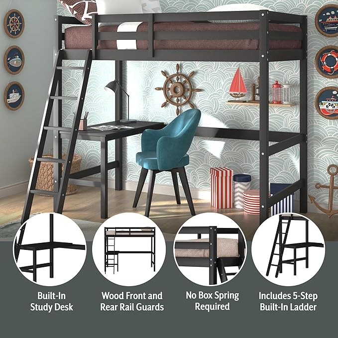 Hillsdale Caspian Youth Solid Wood Twin Loft Bed - Image 4