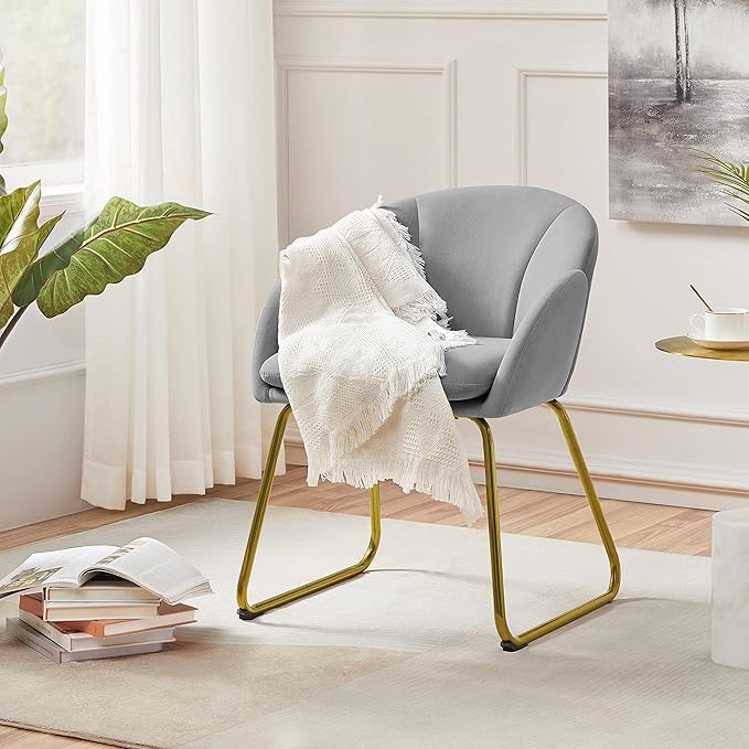 Yaheetech Flower Shape Velvet Vanity Chair, Modern Side Chair Armchair - Image 4