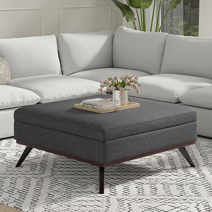 SIMPLIHOME Owen 40 inch Wide Mid Century Modern Square XL Coffee Table Storage - Image 2