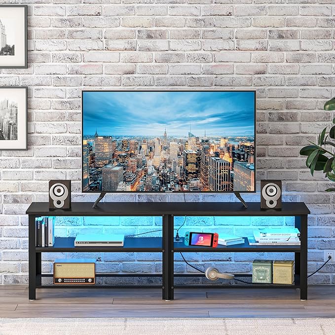Clikuutory Modern Black 63 inch Metal TV Stand - Image 2