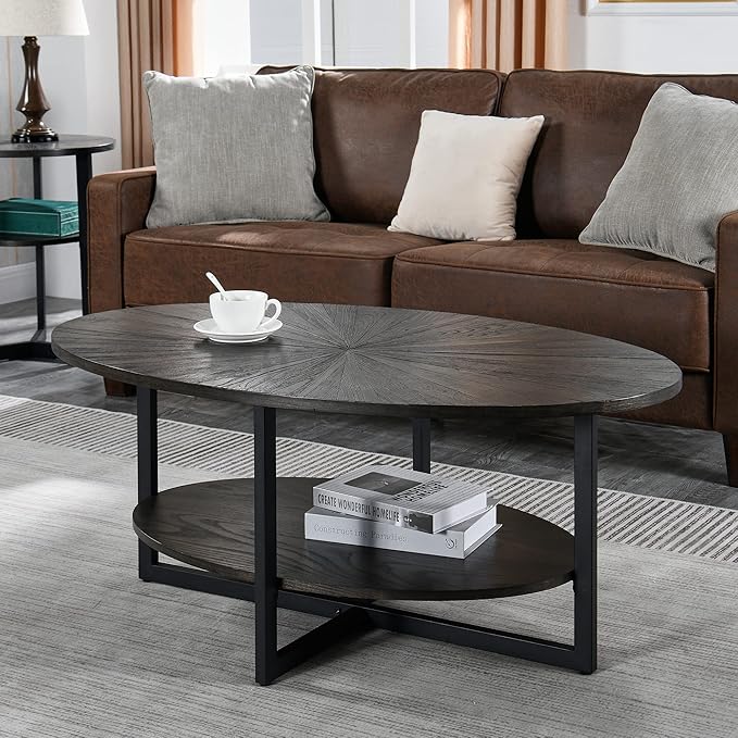 Solid Wood Oval Coffee Table - Image 7