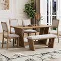 Merax 6-Piece Retro Dining Set, 1 Rectangular Table by Merax