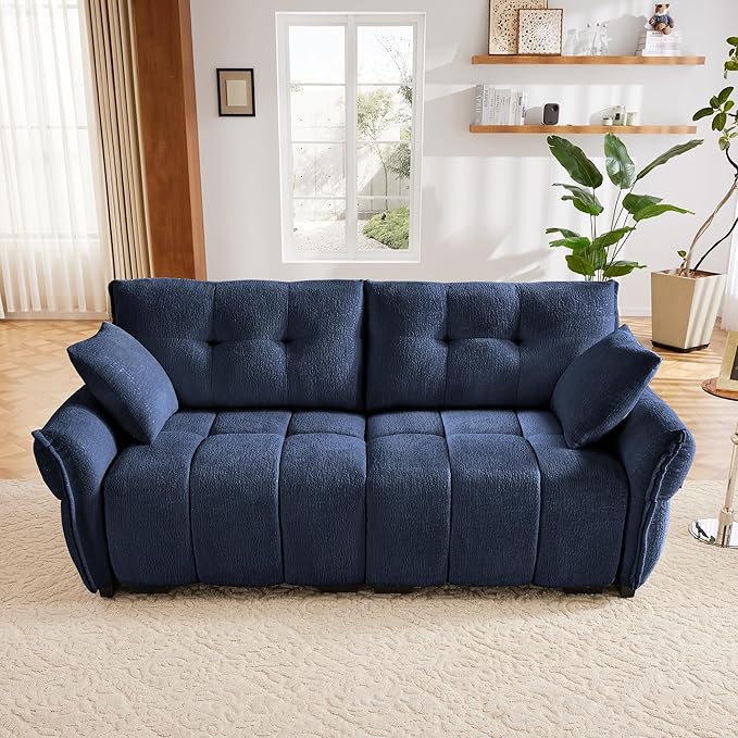 Modern Chenille Fabric 2-Seat Loveseat Sofa, Premium Upholstery Living Room by FAVSH