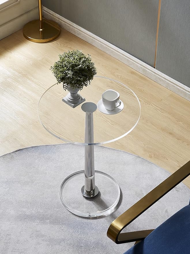 Clear Acrylic Table with Cone Metal Pole … - Image 4