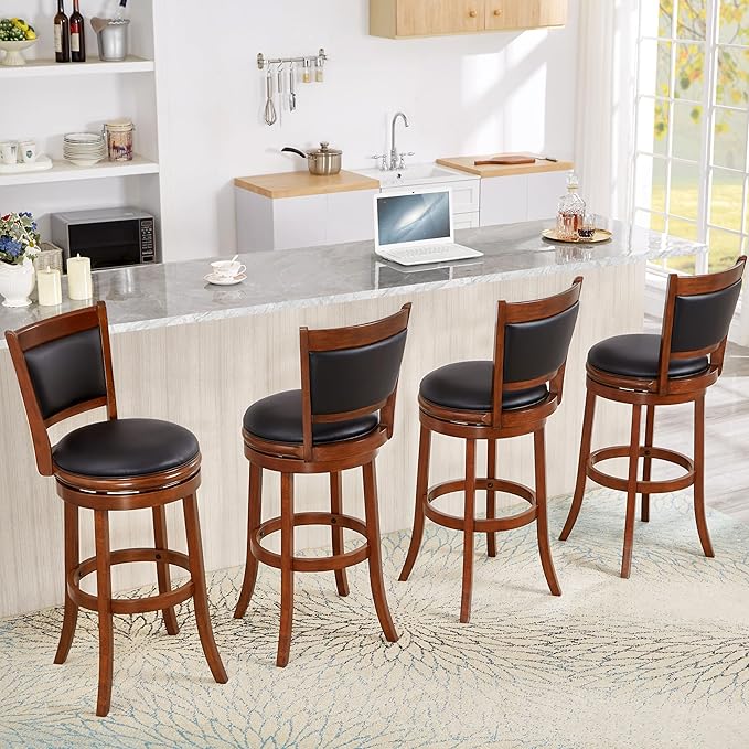 Ball & Cast Swivel Pub Height Barstool 29 Inch Seat Height Cherry Set of 1 - Image 7