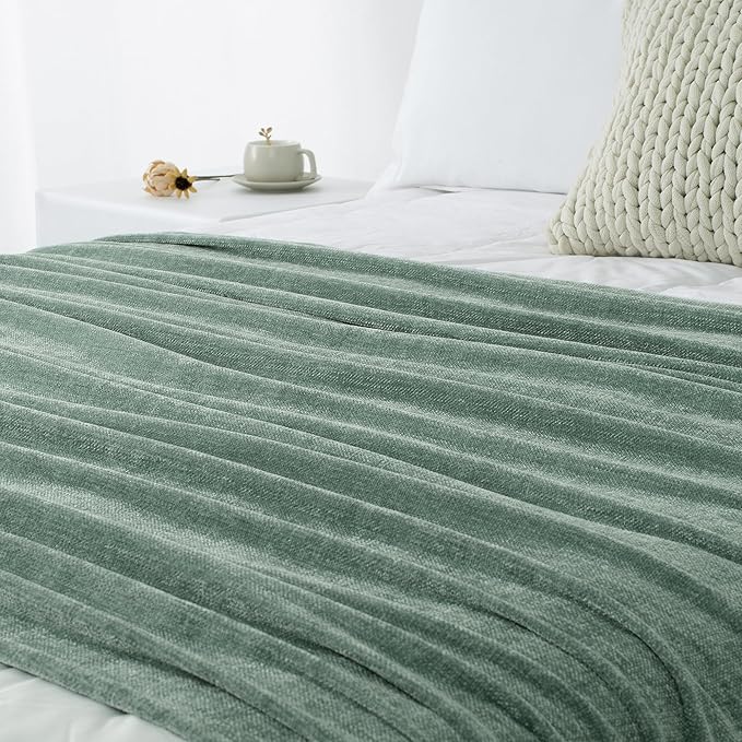 Chenille Throw Blanket for Couch 60"X 80" Twin, Soft Cozy Throws - Image 9