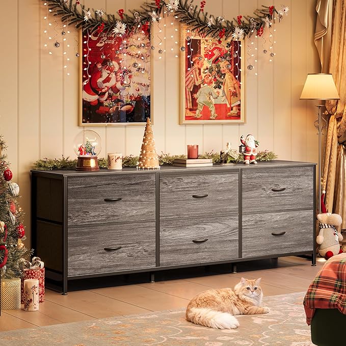 Huuger 63 Inch Long Dresser for Bedroom, Wide TV Stand for 55, 70 Inch TV - Image 2