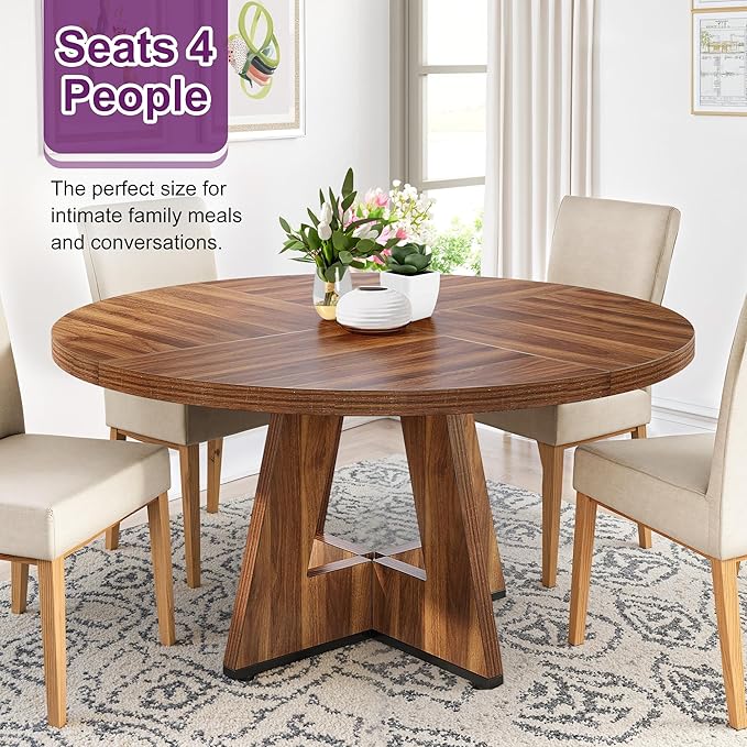 Round Dining Table for 4, Farmhouse Table for Dining Room, Living Room - Image 7
