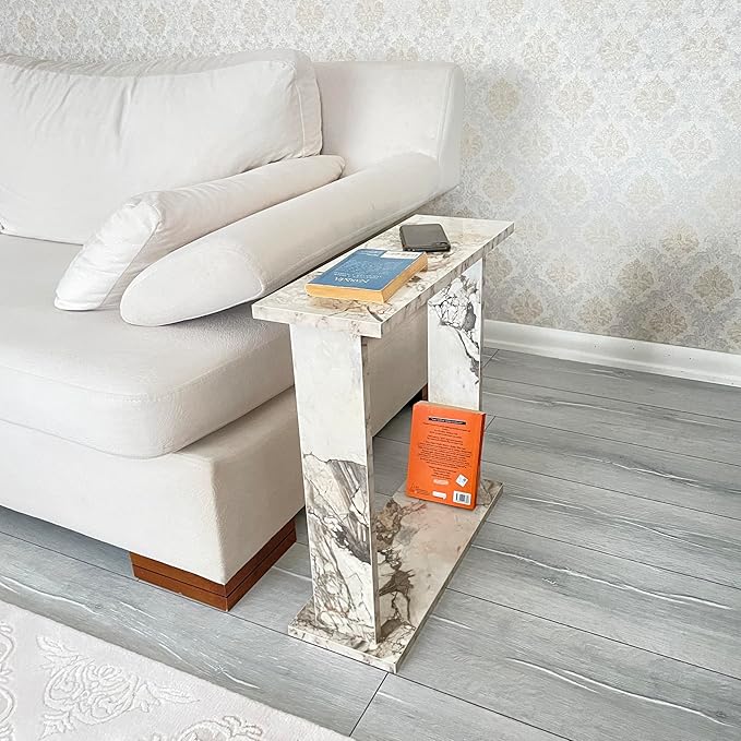 Very Narrow Side Table for Living Room, Small Apartment Space Between Chairs - Image 2