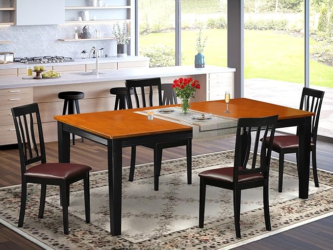 East West Furniture QUAN5-BCH-LC 5 Piece Dining Set Includes a Rectangle Dining - Image 2