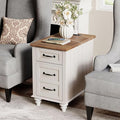 WAMPAT End Table with Charging Station, Wood Nightstand with Power Outlets & by WAMPAT