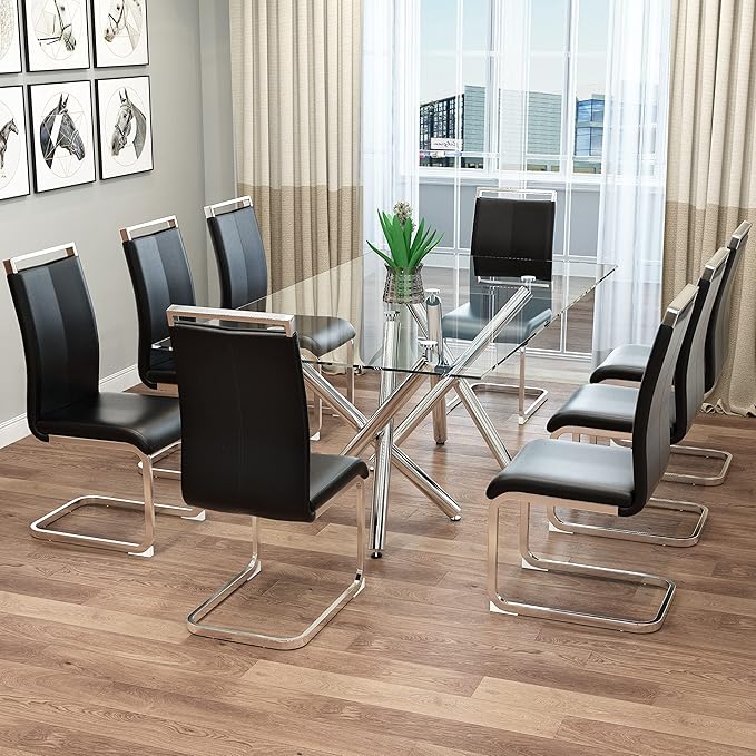 Dining Chairs Set of 8, Kitchen Modern Metal Chairs - Image 4
