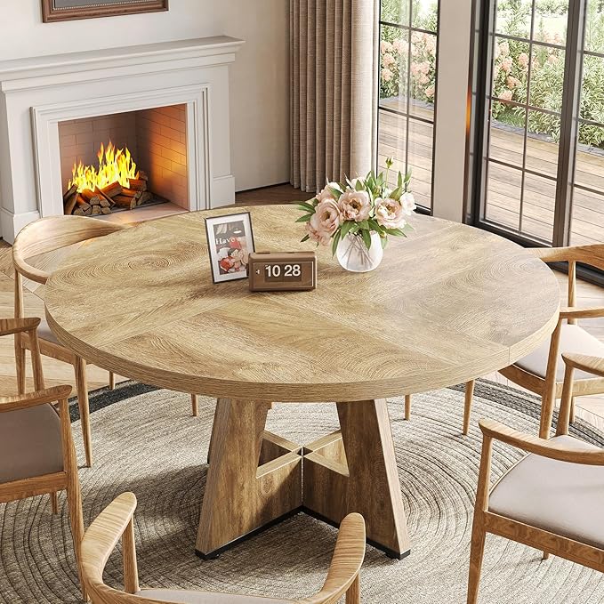 LITTLE TREE Round Dining Table for 4-6 People, 47 Inches Dining Room Table - Image 5