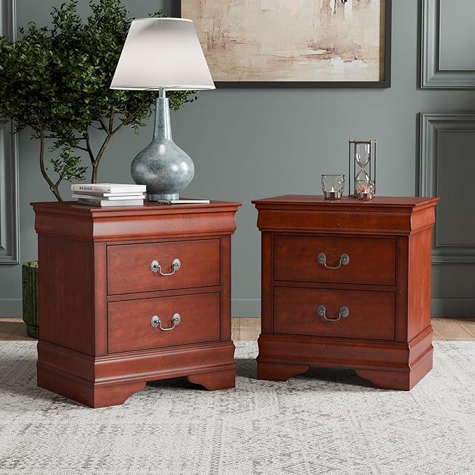 Furniture of America Arabella Traditional Solid Wood Nightstands Set of 2 - Image 2