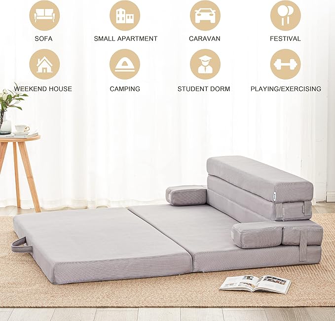 Sleep 4 Inch Foldable Mattress, Portable Floor Mattress Couch - Image 4