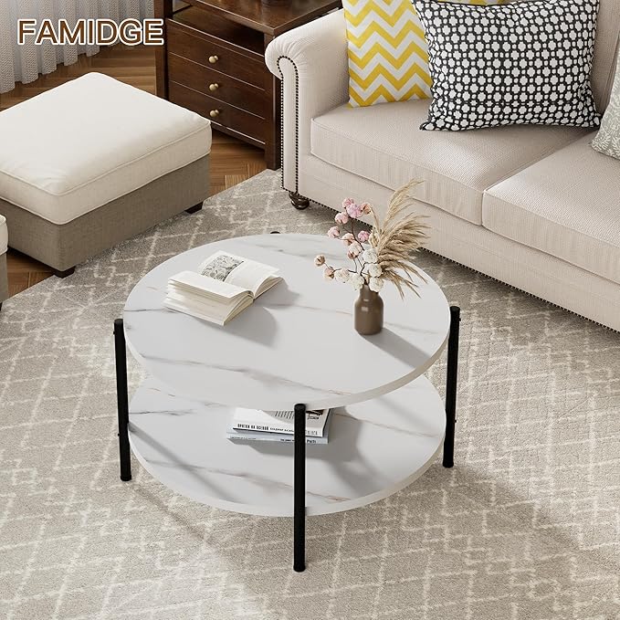 Round Coffee Table, 27.6" Circle Coffee Table - Image 3