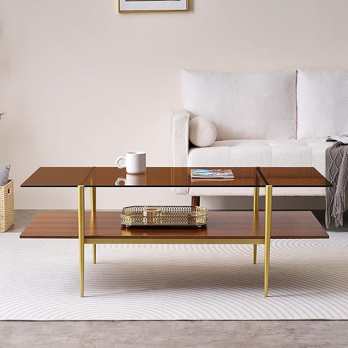 Extra Large Rectangle Glass Coffee Table, Mid-Century Modern Design - Image 5