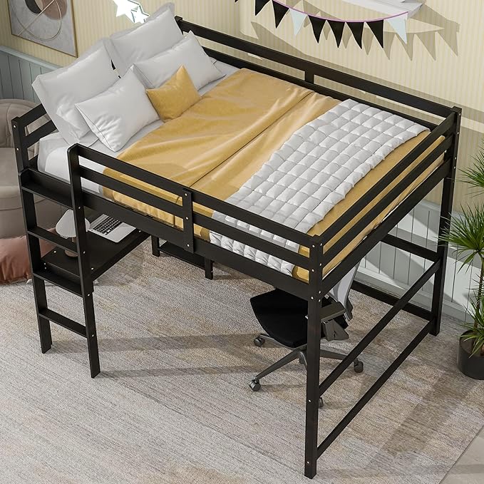 HomSof Full Loft Bed with Desk and Shelves - Image 5