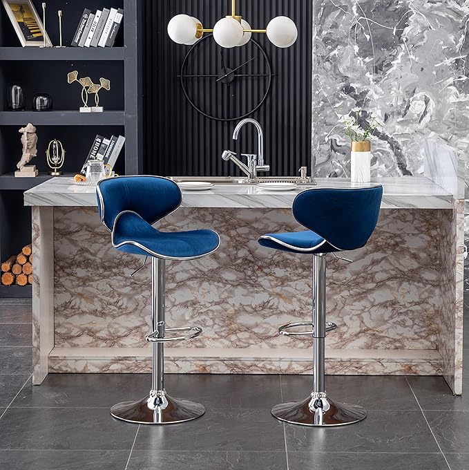 Roundhill Furniture Masaccio Velvet Upholstered Adjustable Swivel Barstool by RoundhillFurniture