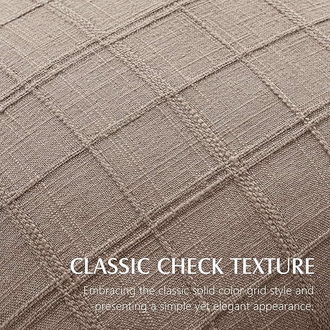 Foindtower Set of 2 Decorative Linen Check Throw Pillow Covers Neutral - Image 2