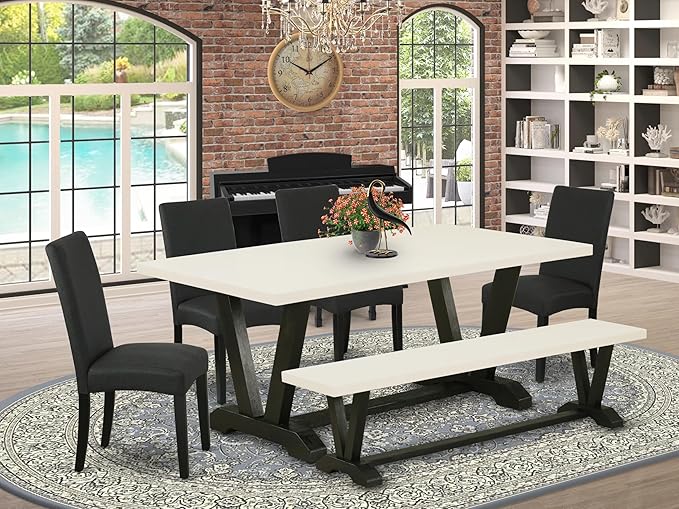 East West Furniture V627DR124-6 6 Piece Dinette Set Contains a Rectangle Dining - Image 2