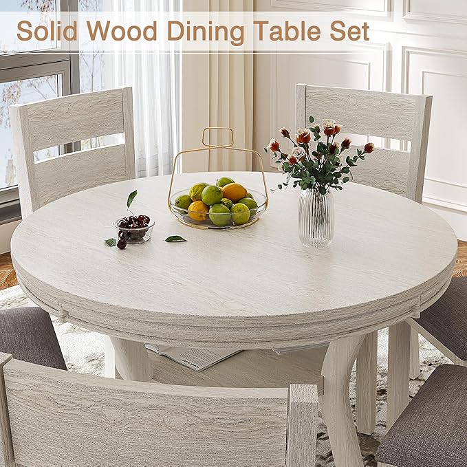 5-Piece Solid Wood Dining Table Set - Image 5